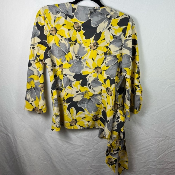 LOFT Yellow and Gray Floral Wrap Blouse Womens Size S - Picture 4 of 4